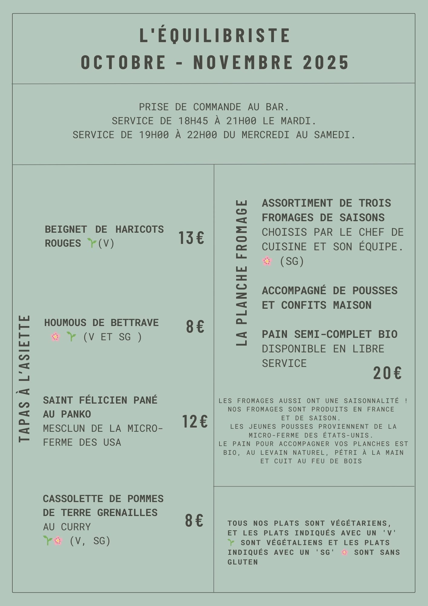 Carte Octobre et novembre 2025