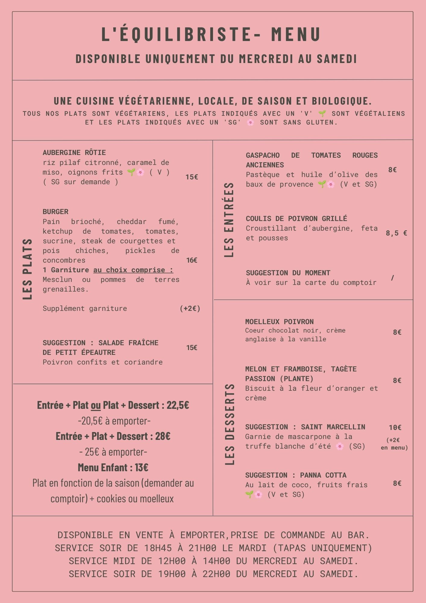 Menu juillet 2026 FR