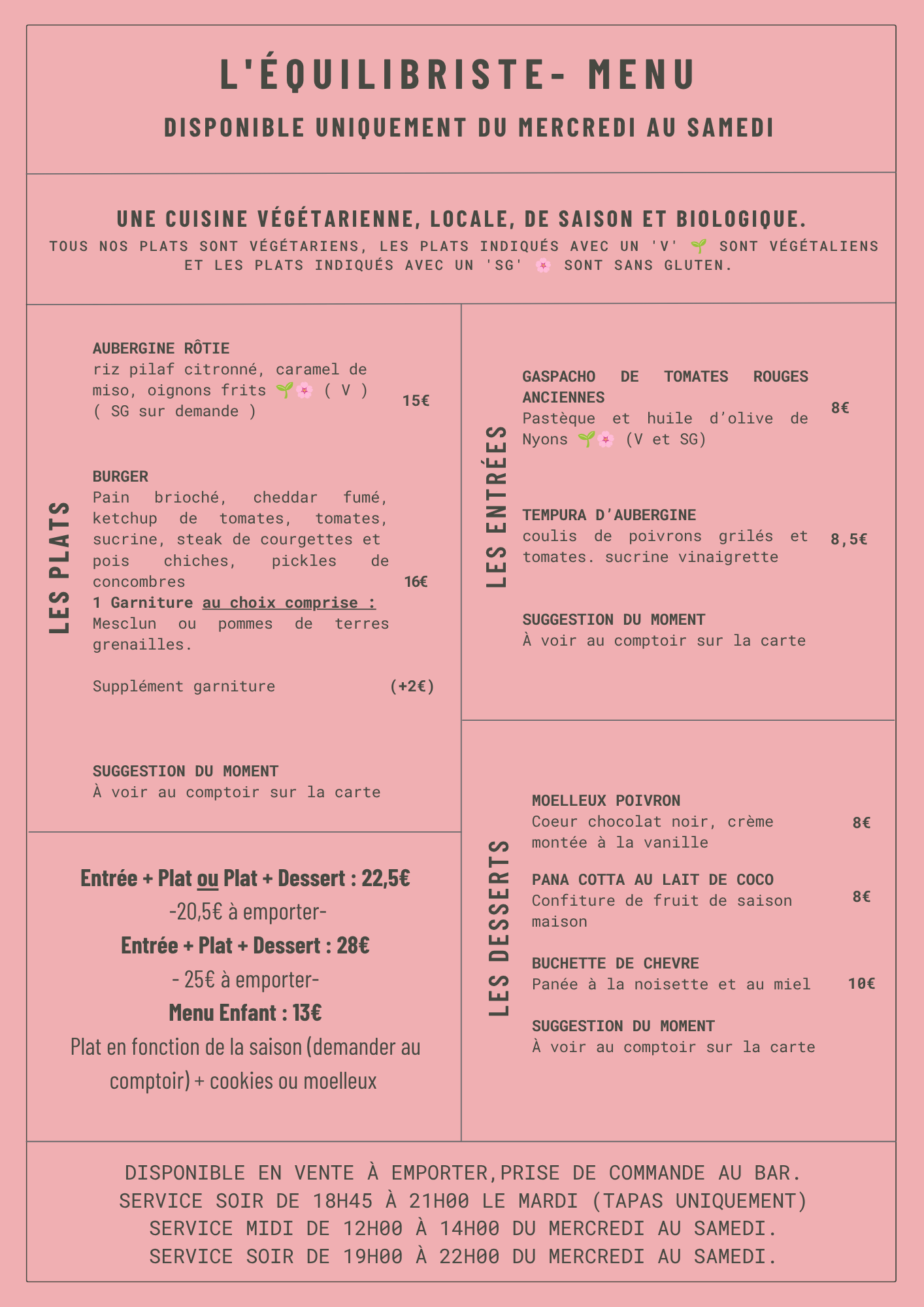 Menu Aout 2026
