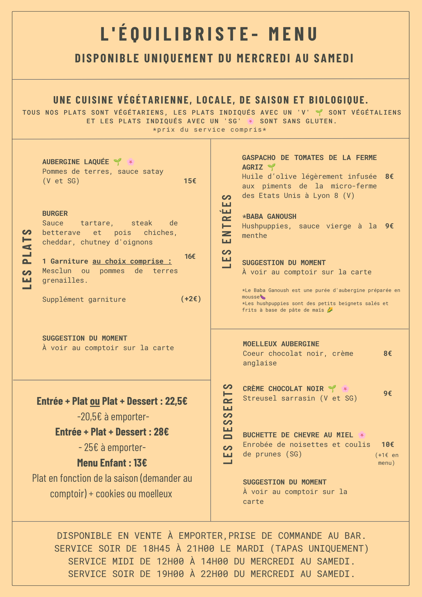 Menu aout 2026